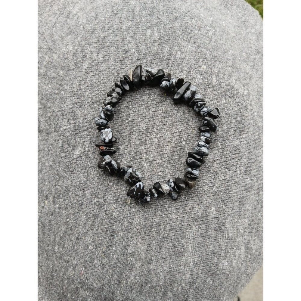 Snowflake Obsidian Chipped Bracelet